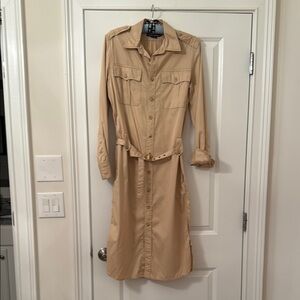 Ralph Lauren Blue Label Tan Long Sleeve Dress Sz 12
